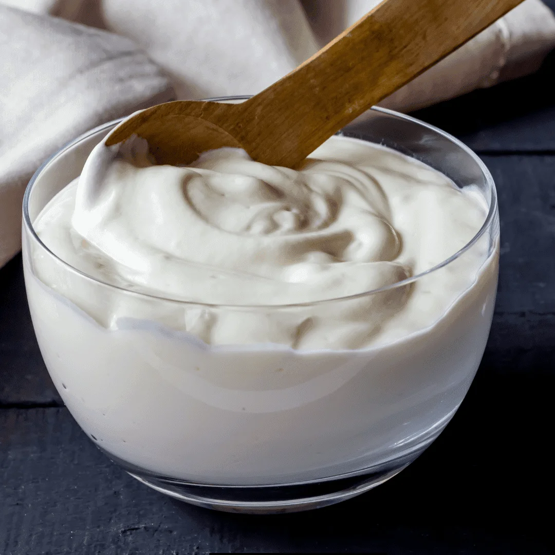 Fluffy Yogurt whipped in a bowl